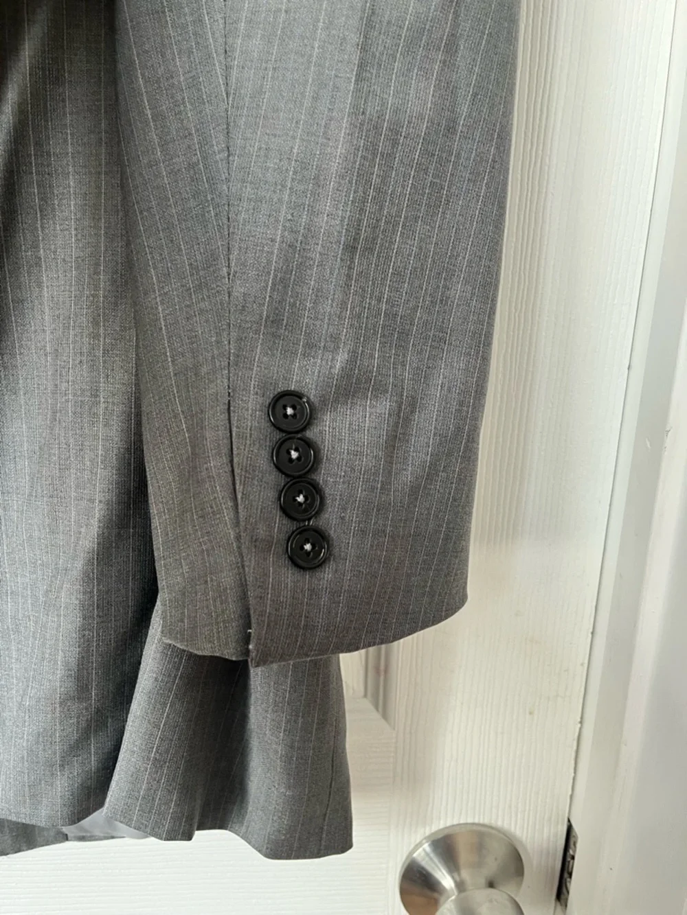 Ermenegildo Zegna trofeo gray Wool Pinstripe 3-Button Blazer Jacket size 48R